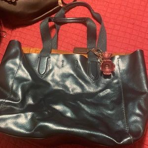 Coach derby tote and rose key chain